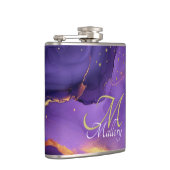 Gouden en Paarse agaat 💜✨Elegant Script Monogram Heupfles (Rechts)