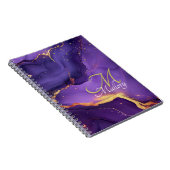 Gouden en Paarse agaat 💜✨Elegant Script Monogram Notitieboek (Rechterzijde)