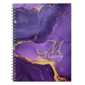 Gouden en Paarse agaat 💜✨Elegant Script Monogram Notitieboek (Voorkant)