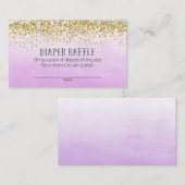 Gouden en Paarse Baby shower Luier Raffle Tickets Informatiekaartje (Voorkant / Achterkant)