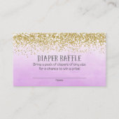 Gouden en Paarse Baby shower Luier Raffle Tickets Informatiekaartje (Voorkant)