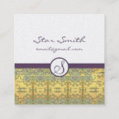  gouden en Paarse bloemenpatronen Vierkante Visitekaartje (Achterkant)