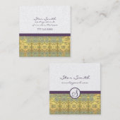  gouden en Paarse bloemenpatronen Vierkante Visitekaartje (Voorkant / Achterkant)