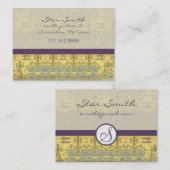  gouden en Paarse bloemenpatronen Visitekaartje (Voorkant / Achterkant)