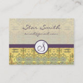  gouden en Paarse bloemenpatronen Visitekaartje (Achterkant)