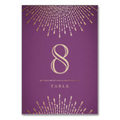 Gouden en paarse deco vintage trouwtafel kaart (Achterkant)