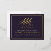 Gouden en Paarse feestdag Folie Uitnodiging Briefkaart (Voorkant / Achterkant)