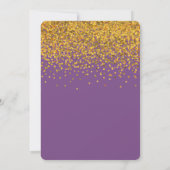 Gouden en Paarse Glam Confetti Stippen vrijgezelle Kaart (Achterkant)