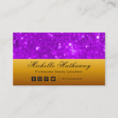 Gouden en Paarse Glitter Beauty Visitekaartje (Voorkant)