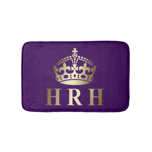 Gouden en Paarse HRH Royal Crown Badmat (Voorkant)
