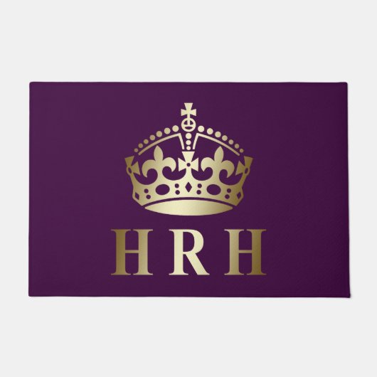 Gouden en Paarse HRH Royal Crown Deurmat (Voorkant)