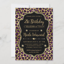 Gouden en Paarse Luipaardprint Verjaardagsfeestje