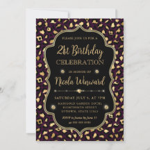 Gouden en Paarse Luipaardprint Verjaardagsfeestje