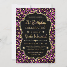 Gouden en Paarse Luipaardprint Verjaardagsfeestje