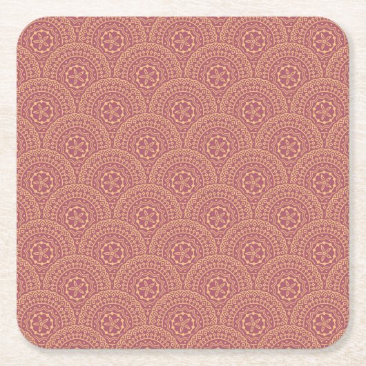 Gouden en paarse mandala golven patroon kartonnen onderzetters (Voorkant)