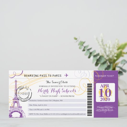 Gouden en Paarse nacht in het schoolprogramma Kaart (Staand voorkant)