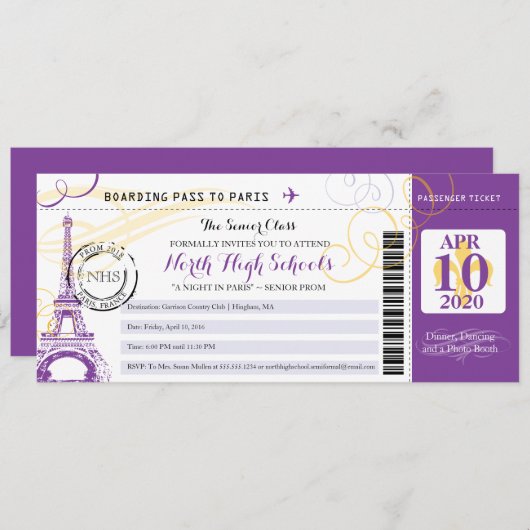 Gouden en Paarse nacht in het schoolprogramma Kaart (Voorkant / Achterkant)