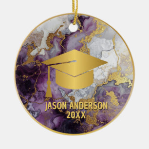 Gouden en paarse op maat gemaakte afstudeerversier keramisch ornament