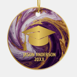 Gouden en paarse op maat gemaakte afstudeerversier keramisch ornament