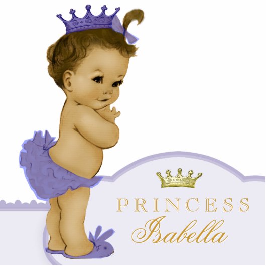 Gouden en Paarse prinses Baby shower Staand Fotobeeldje (Voorkant)