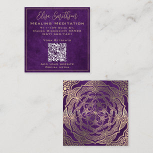 Gouden en Paarse Reiki Healing Meditatie Mandala Vierkante Visitekaartje