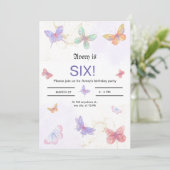 Gouden en Paarse vlinder - Birthday Uitnodiging Ka (Staand voorkant)