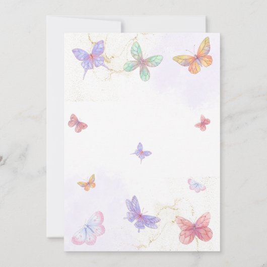 Gouden en Paarse vlinder - Birthday Uitnodiging Ka (Achterkant)