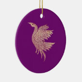 Gouden en paarse vogel kerstboom keramisch ornament (Rechts)