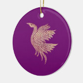 Gouden en paarse vogel kerstboom keramisch ornament (Links)