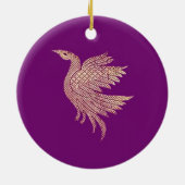 Gouden en paarse vogel kerstboom keramisch ornament (Achterkant)