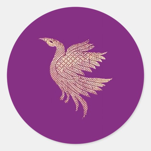 Gouden en paarse vogelkous stuffer ronde sticker (Voorkant)
