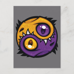 Gouden en Paarse Yin Yang Draken Briefkaart