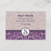 gouden en Paarse Zwirly Damask Pattern Visitekaartje (Voorkant)