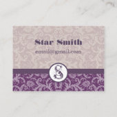 gouden en Paarse Zwirly Damask Pattern Visitekaartje (Achterkant)