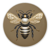 Gouden en Parel Bij Keramische Knop (Voorkant)