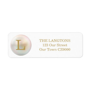 Gouden en Parel Monogram Adres Etiket