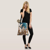 Gouden en Parel Vlinders Canvas tas (Op model)