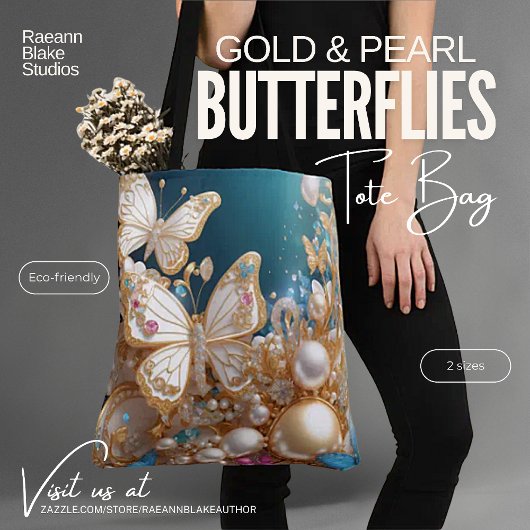 Gouden en Parel Vlinders Tote Tas