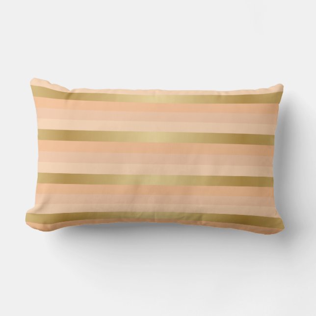 Gouden en  Perzik Stripe Pattern Kussen (Voorkant)
