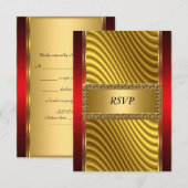 Gouden en rode Art Deco Bar Mitswa RSVP Kaartje (Voorkant / Achterkant)