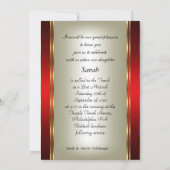 Gouden en Rode Bat Mitzvah uitnodiging (Achterkant)