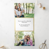 Gouden en rode bloemenbessen Kerstmis Multi Foto Drieluik Wenskaart (Binnen)