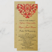 gouden en rode bruiloft programma programmakaart (Voorkant / Achterkant)