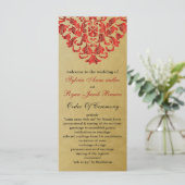 gouden en rode bruiloft programma programmakaart (Staand voorkant)