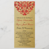 gouden en rode bruiloft programma programmakaart (Voorkant)