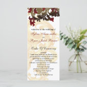 gouden en rode bruiloft programma programmakaart (Staand voorkant)