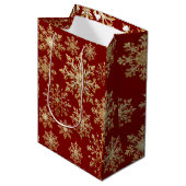 Gouden en Rode Cadeaubag Medium Cadeauzakje (Voorkant Gekanteld)