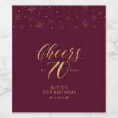 Gouden en Rode Cheers 70 jaar, 70e verjaardag Wijn Etiket (Enkel label)