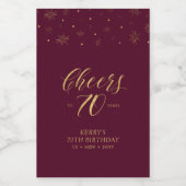Gouden en Rode Cheers 70 jaar, 70e verjaardag Wijn Etiket (Enkel label)
