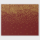 Gouden en Rode Confetti Harten Cadeaupapier (Vlak)